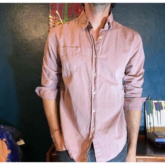 Structure Other - Structure Mens Red Long Sleeve Button-Up Collared Shirt Size Medium